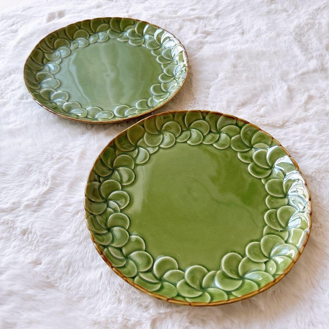 JENGGALA 食器 丸型 フランジパニ 2枚セット グリーン Jenggala - バリ