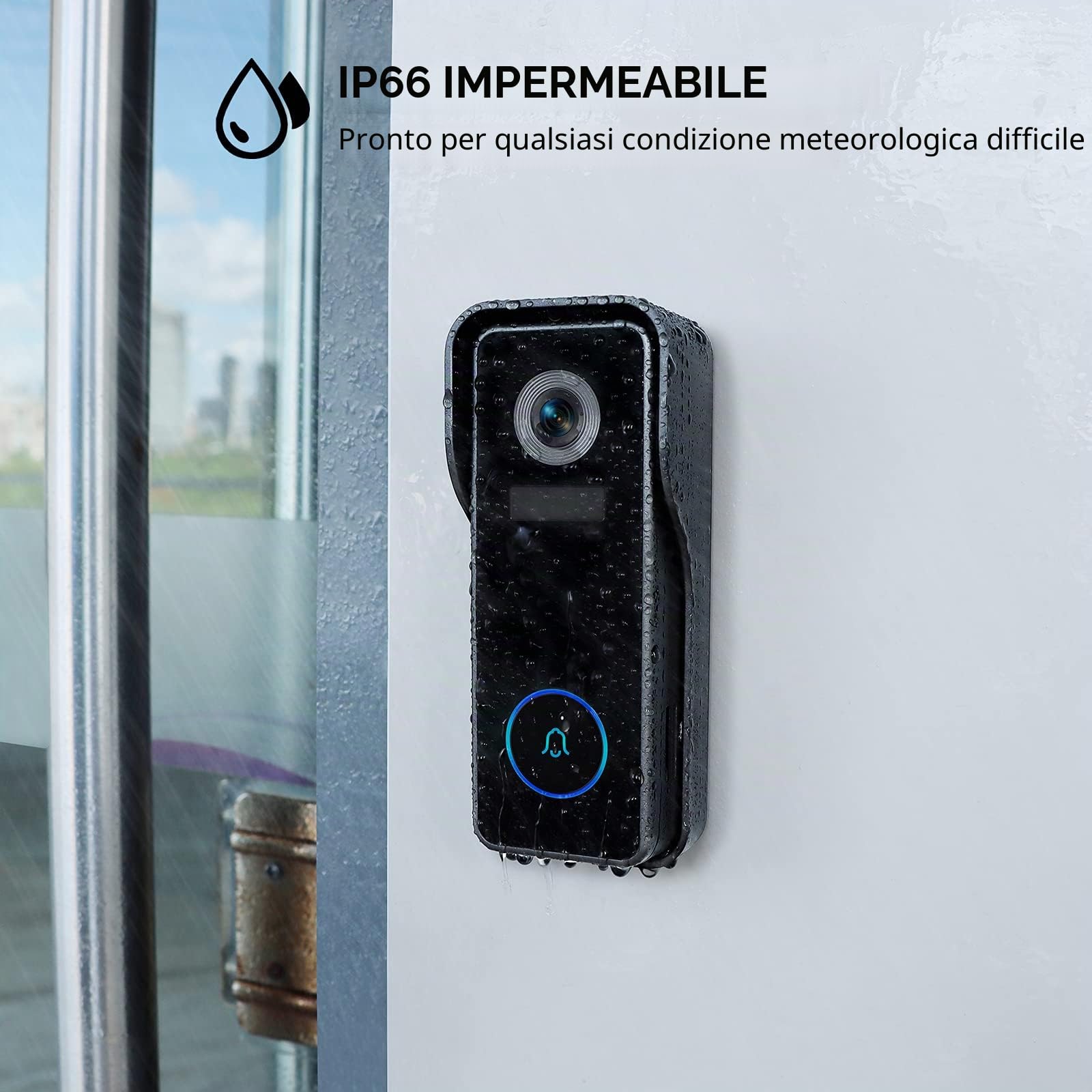 XTU Campanello senza fili con fotocamera, campanello video WiFi con telecamera e campanello, 2K HD, rilevamento umano PIR, audio bidirezionale, scheda SD e archiviazione nel cloud, IP66 impermeabile