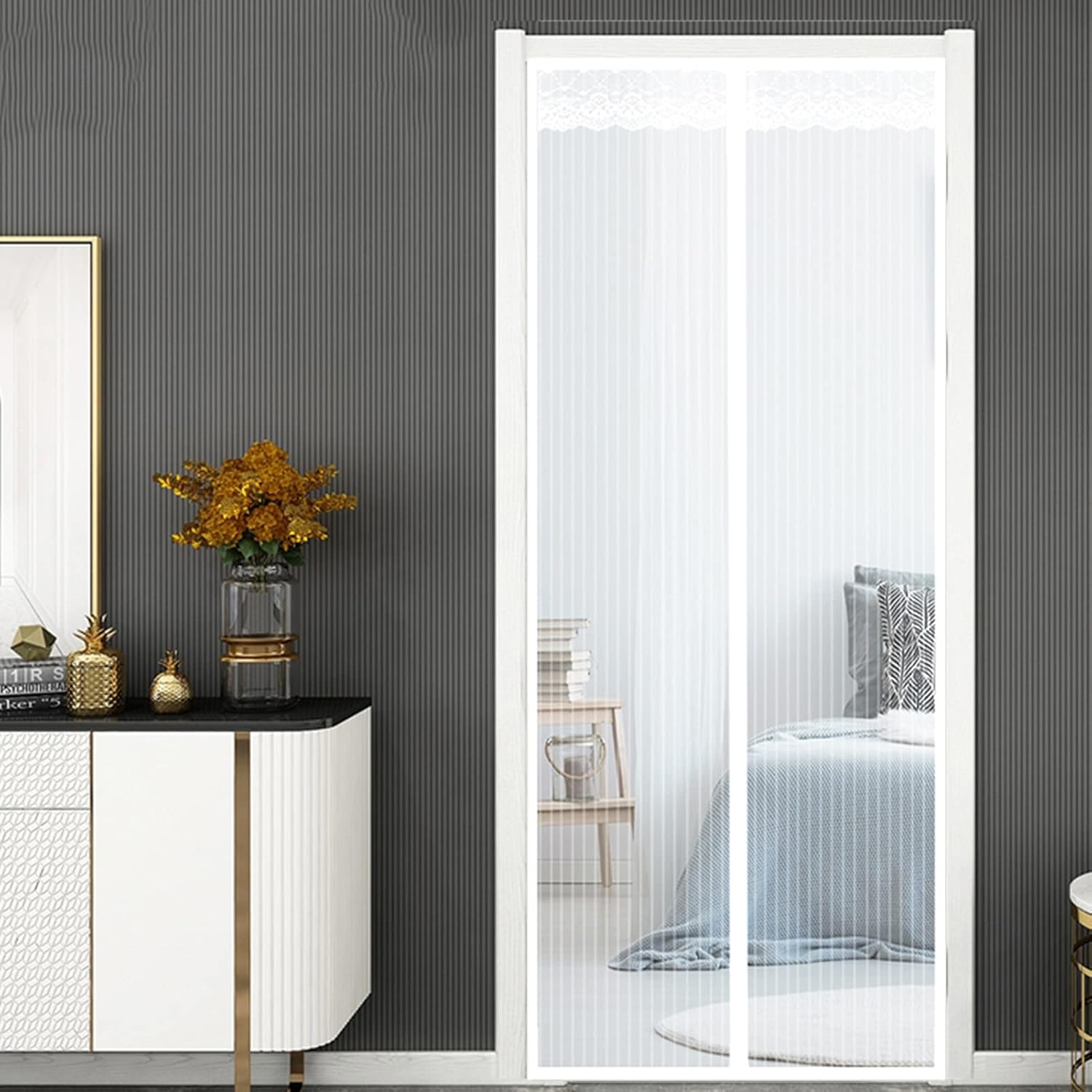 網戸 玄関 マグネット開閉式 80x240cm 虫除け 虫よけ 蚊取り エコ 省エネ対策 戸カーテン