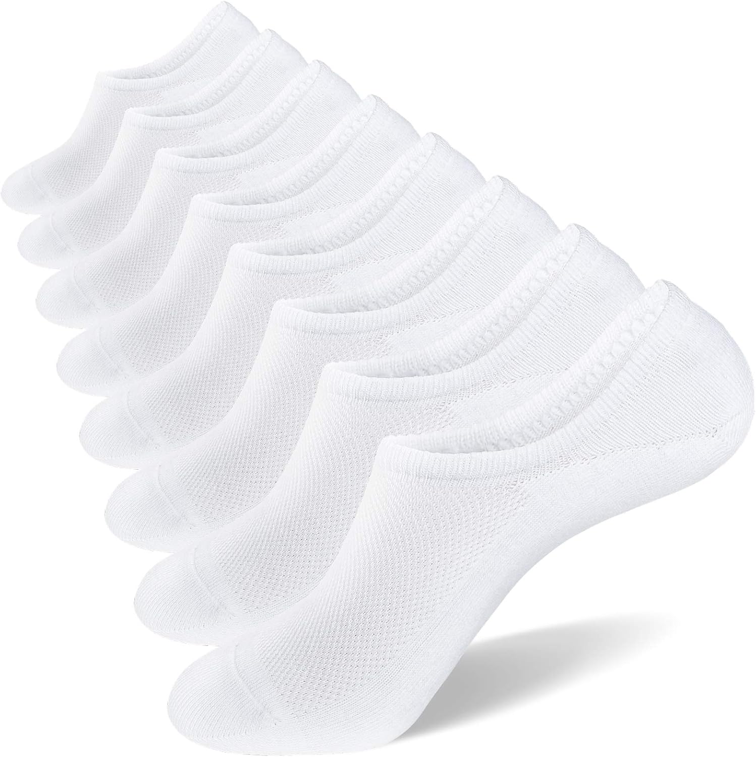 SIXDAYSOX No Show Socks for Men 8 pack Cotton Thin Low Cut Non Slip for Loafer Flats Sneakers 5-8/9-11/12-15