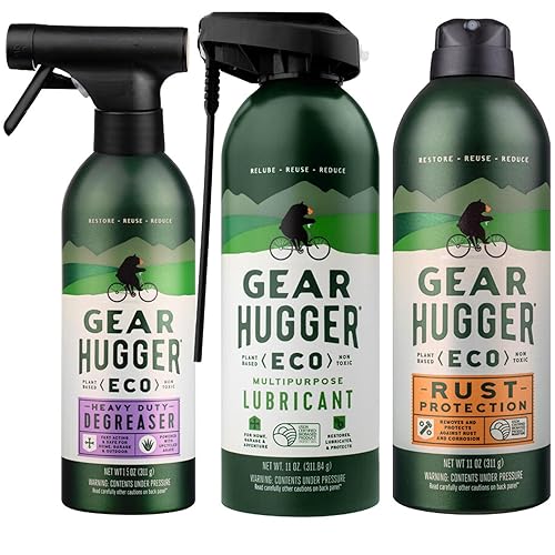 Gear Hugger Lubricante, Desengrasante y Removedor de Óxido - Ecológico (11 oz, Paquete de 3), Lubricante en Aerosol para Puerta de Garaje, Limpiador