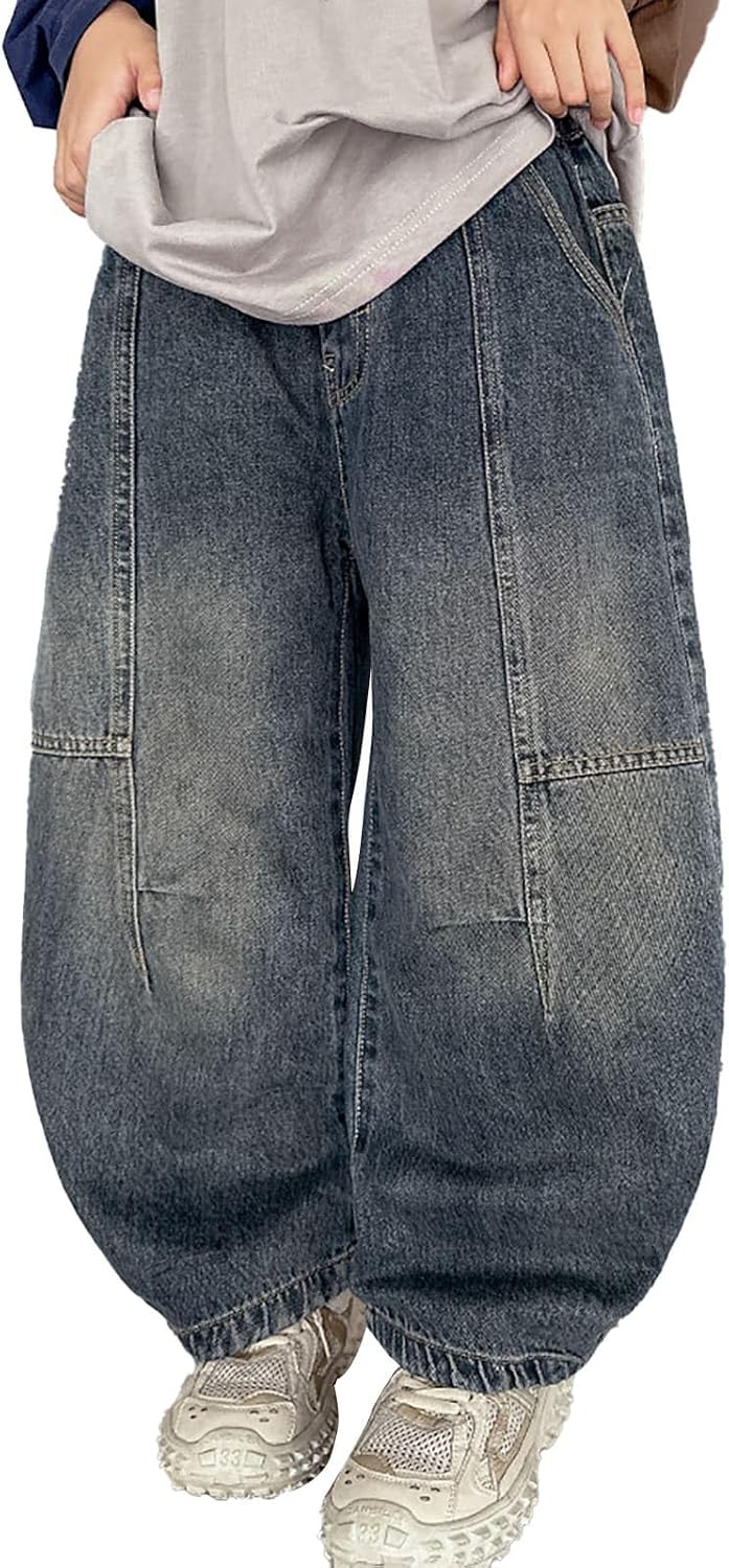 Boys Jeans for Kids Stretch Denim Pants Casual Loose Fit Trousers Hip Hop Boyfriend Jeans for School