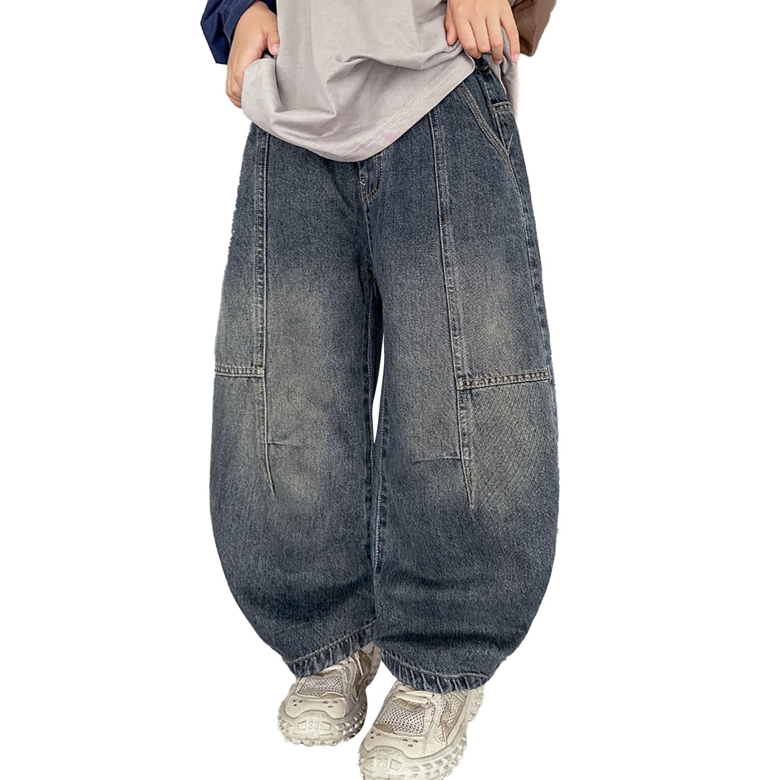 Vaqueros Deportivos Niño, Pantalones Vaqueros Cómodos Elásticos Mezclilla Informal Holgados Largos Escuela Uso Diario Exterior Otoño Invierno