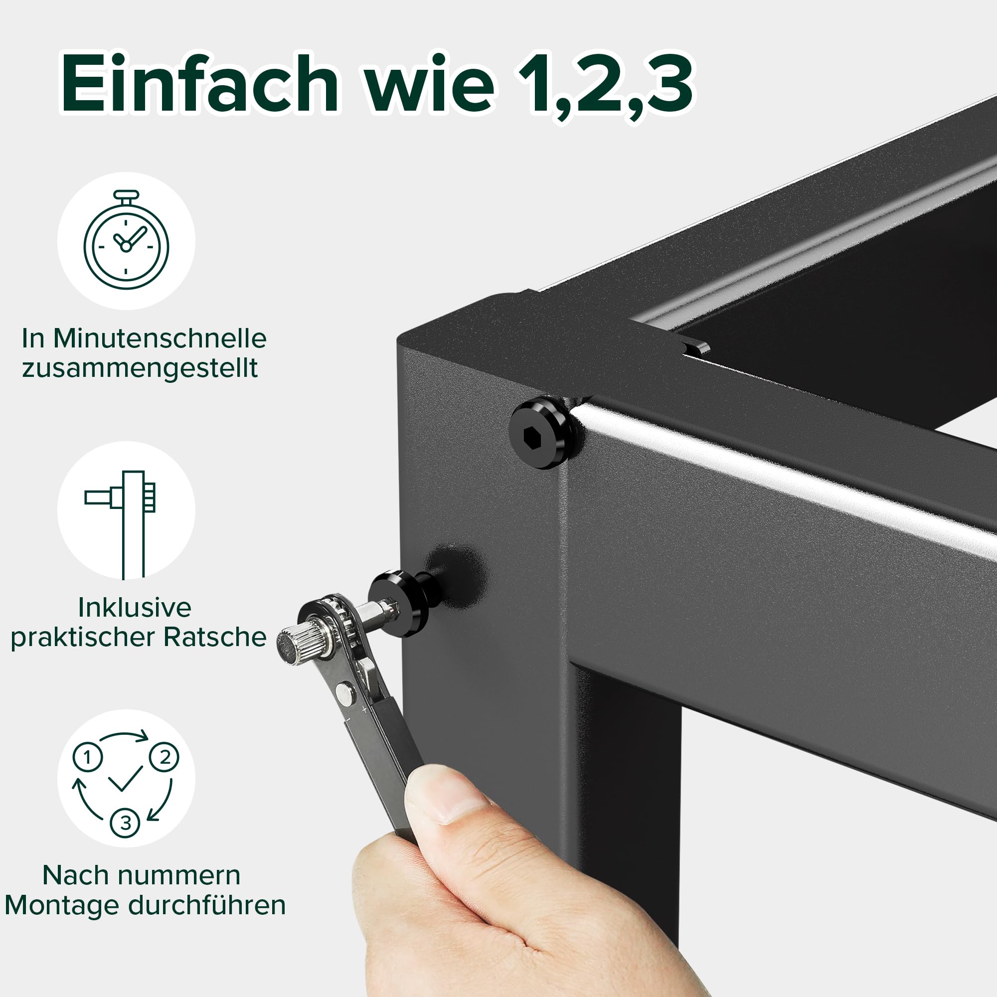 Zinus Elias Bettgestell 140x200 cm - Metallbett 140x200 mit Metall-Lattenrost - 36 cm Hohe Plattform mit Freiraum Darunter - Kein Boxspringbett Erforderlich - Einfache Montage - Schwarz