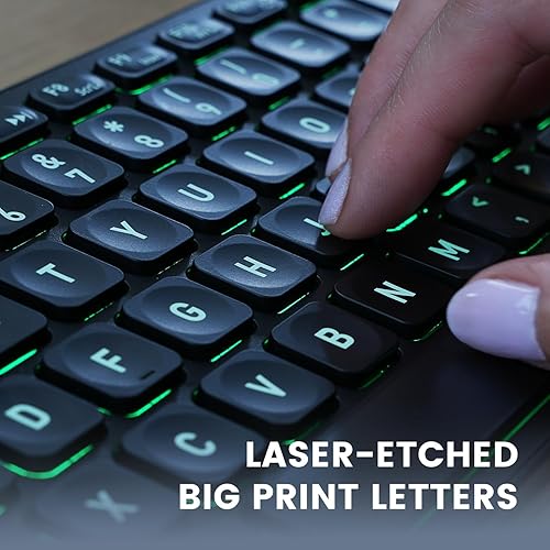 Miniatura 3 de Perixx PERIBOARD-333RGB - Teclado USB retroiluminado con cable, teclas de tijera tipo X, compacto, 14.25 x 4.57 x 0.83 pulgadas, letras impresas