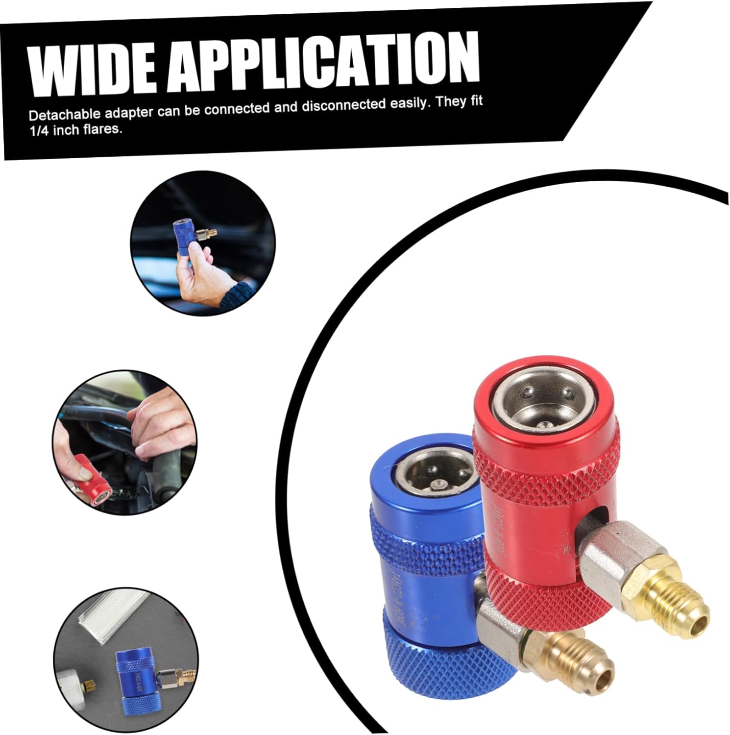 PRETYZOOM R134A Adjustable Car Air Conditioner Adapter Fittings 1 Pair Aluminum Alloy Connectors for Automotive Refrigerant Lines