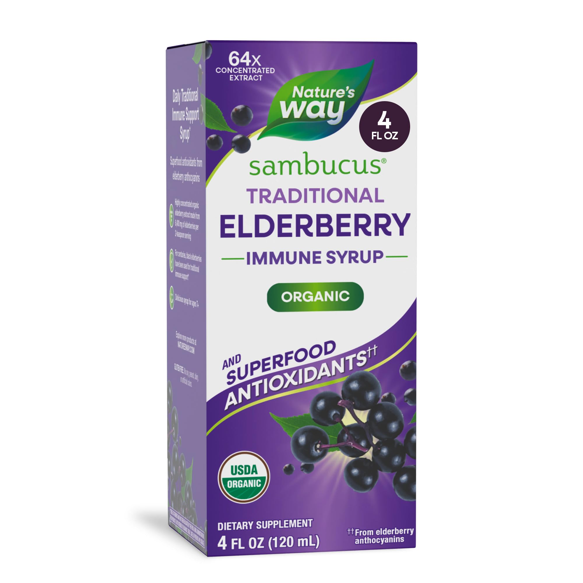 Nature's Way Sambucus, Organic Standardized Elderberry Syrup, 4 Fl. Oz, 4 Fluid Ounce-picture-26