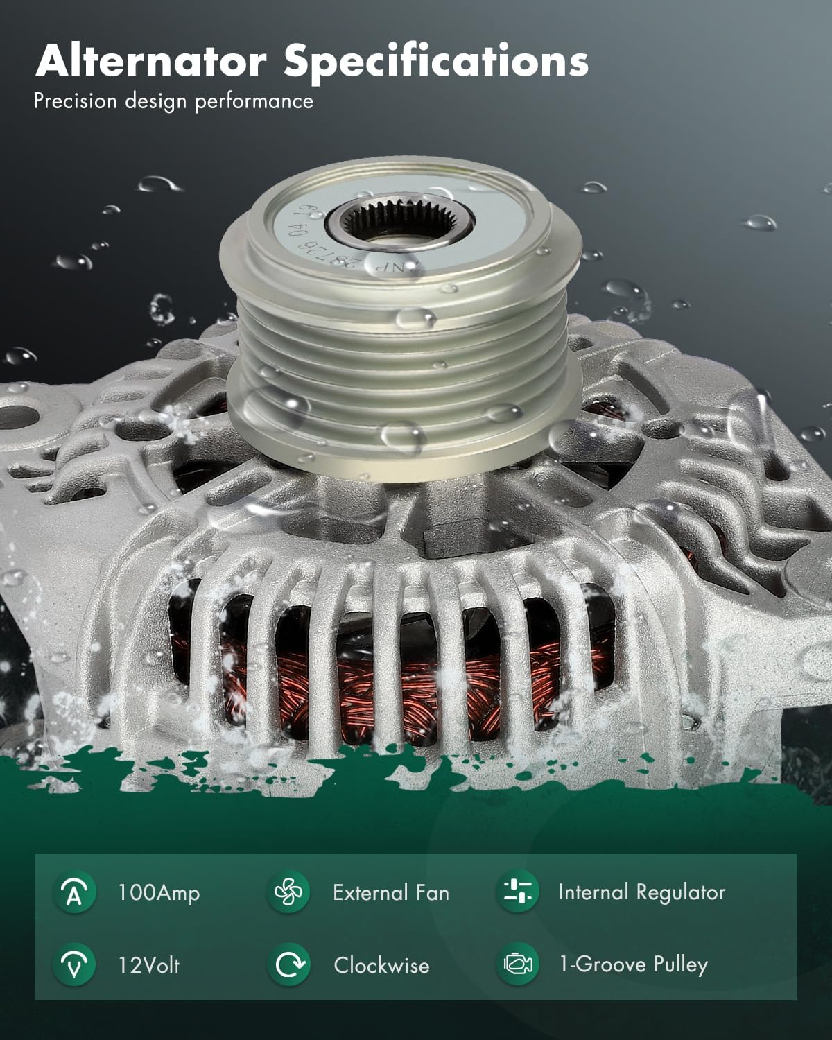 SCITOO Alternator 37300-2G150 Fit for Hyundai Sonata 2010-2013 for Kia Optima 2011-2013 12V 110Amp CW 6-Groove Pulley 11491 37300-2G150 TG11C087 208-940 11066 213-8539 15598 90-22-5641 11491A 849101