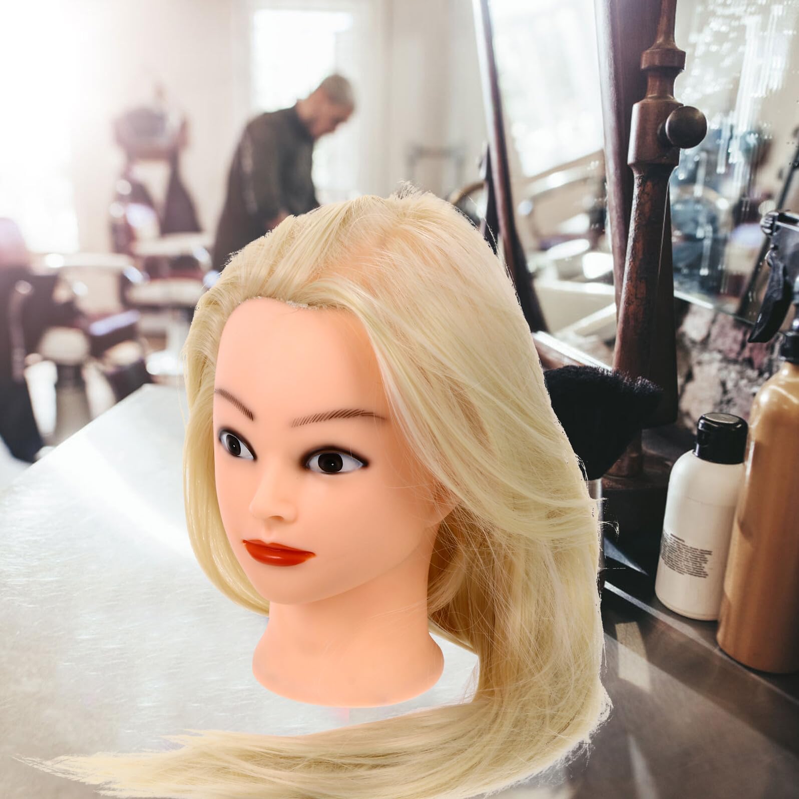 Friseur Mannequinkopf für Übungsfrisuren, mit Halterung, 1 Satz