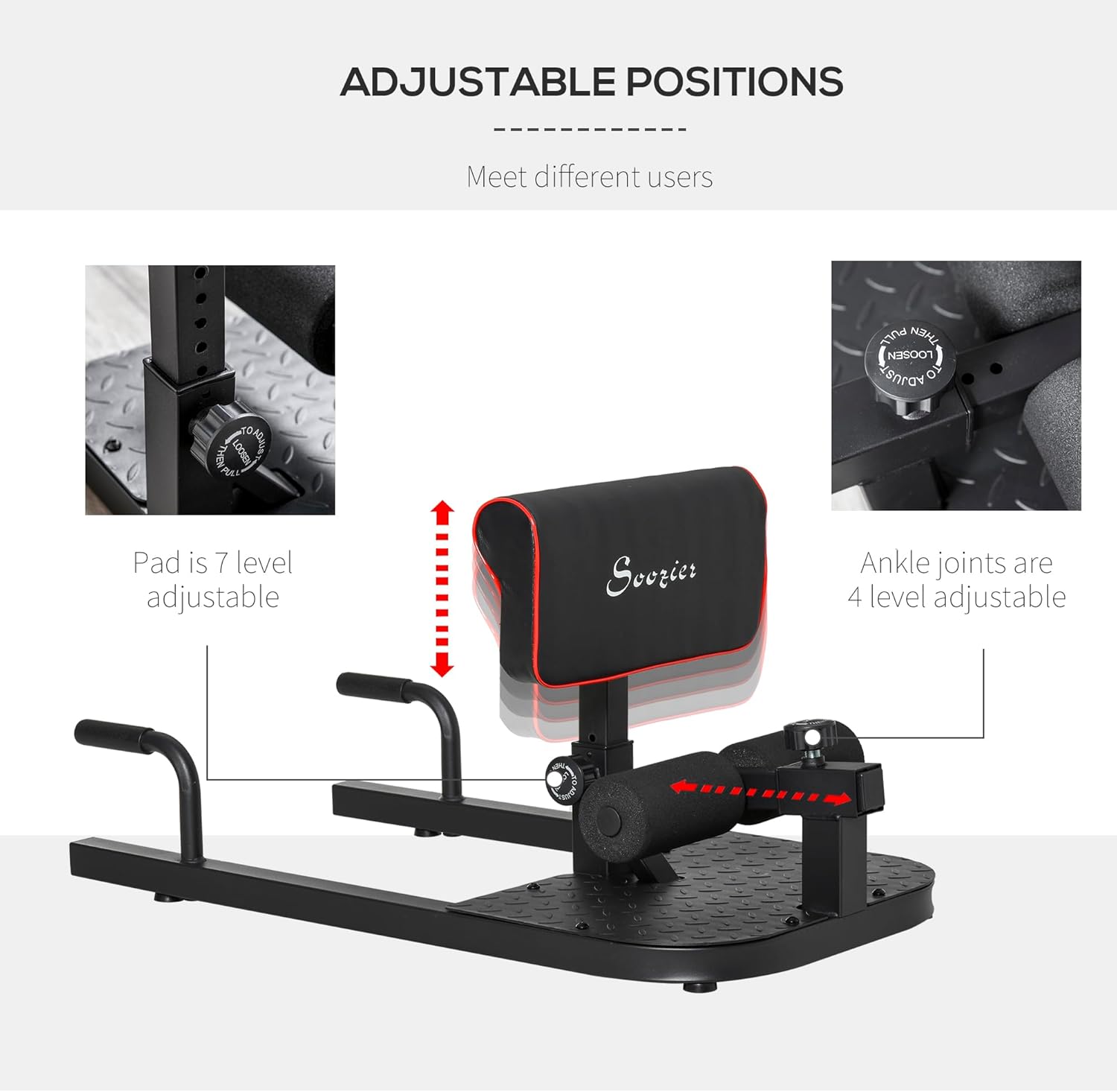 Soozier 3-in-1 Padded Push Up Sit Up Deep Sissy Squat Machine Home Gym Fitness Equipment