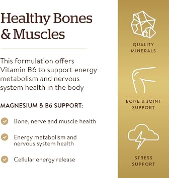 Solgar Magnesium with Vitamin B6, 250 Tablets - Promote Healthy Bone Mineralization, Support Nerve & Muscle Function, Energy Metabolism - Non-GMO, Vegan, Gluten Free, Dairy Free, Kosher - 83 Servings
