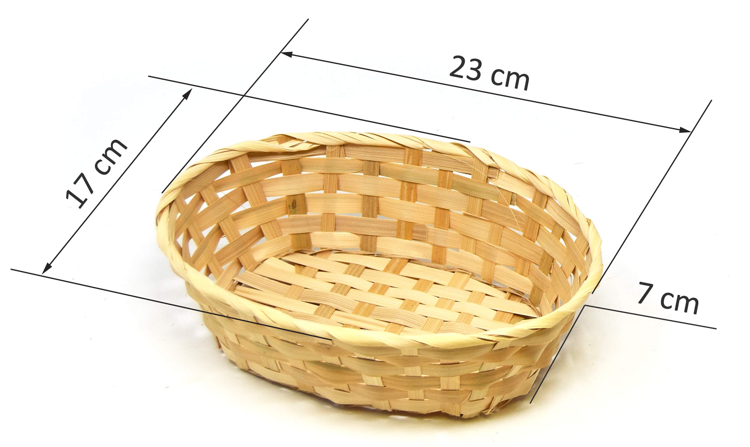 Lashuma Set 6 Cestini Ovali In Bambù Beige 23x17x7 Cm | Cesti Decorativi Vuoti Per Regali, Fai Da Te, Pasqua E Tavola