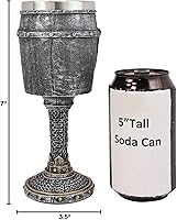 Vista 8 de Ebros - Vajilla medieval renacentista con diseño de caballero de la cruz, casco de armadura, con mango de malla esculpida, tallo de la Edad Media