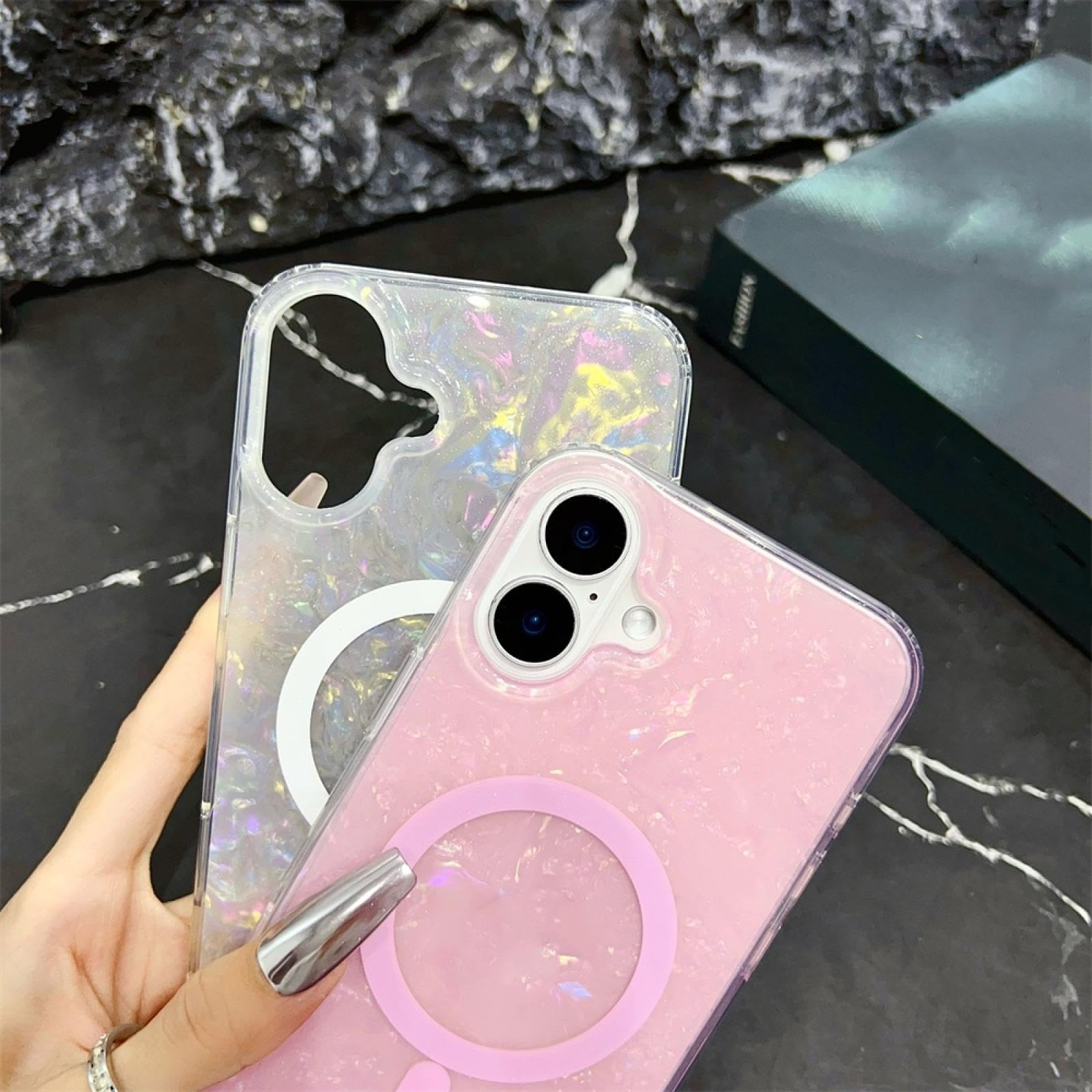 Funda magnética de Lujo con diseño de ensueño para iPhone 16 ProMax (Rosa)