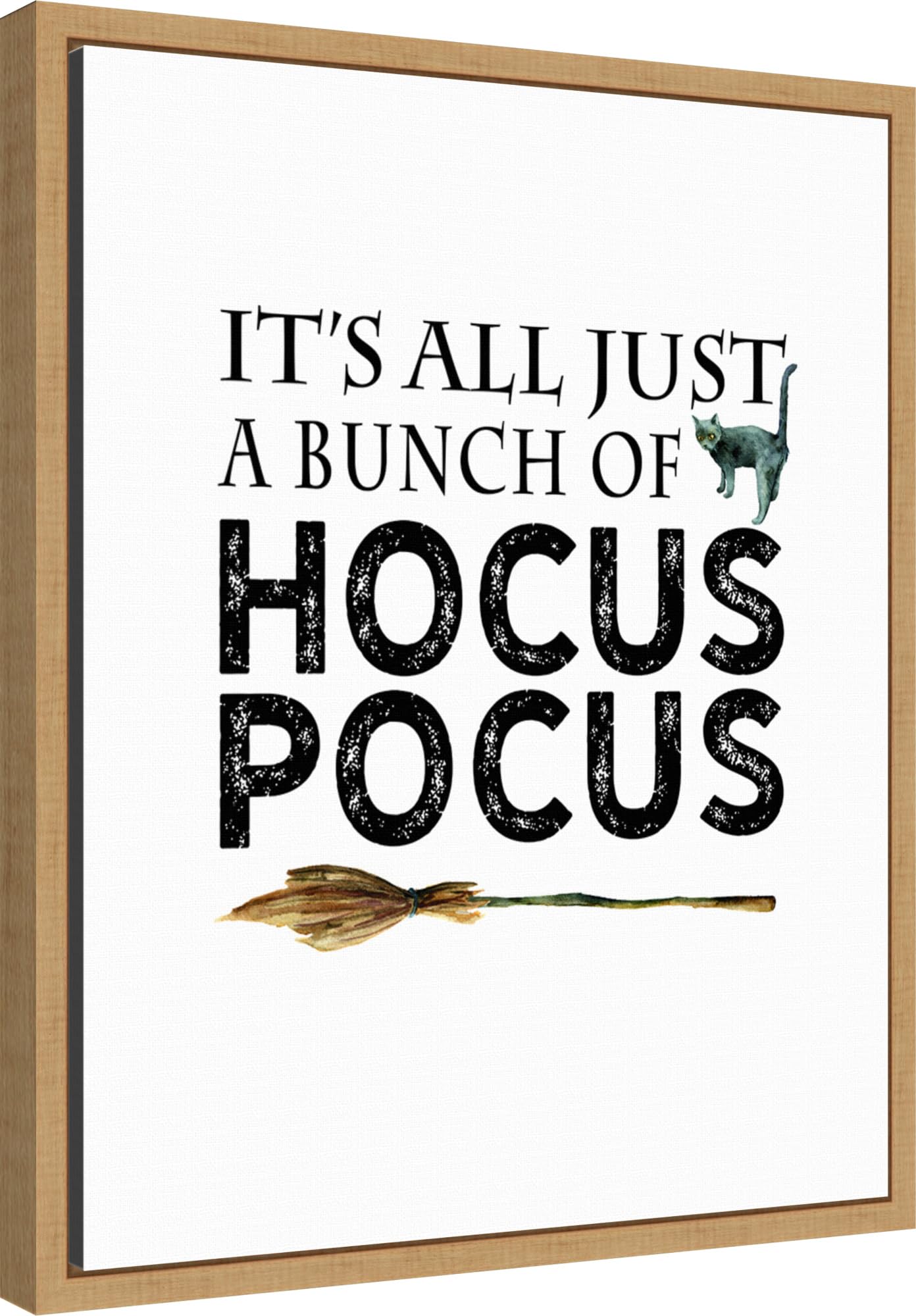 Amanti Art Framed Canvas Wall Art 20x16 Just a Bunch of Hocus Pocus Broom Portfolio, Framed Wall Art Canvas, Animals Artwork, Modern Decor, Small Poster Painting for Living Room,