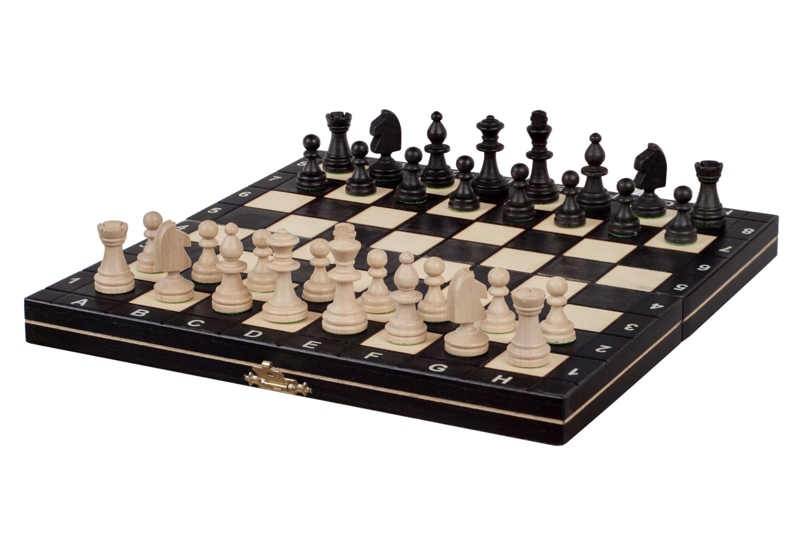 Sunrise Chess & Games - Set da scacchi magnetico in legno nero - Scacchi da viaggio compatti con scacchiera pieghevole e inserto per pezzi
