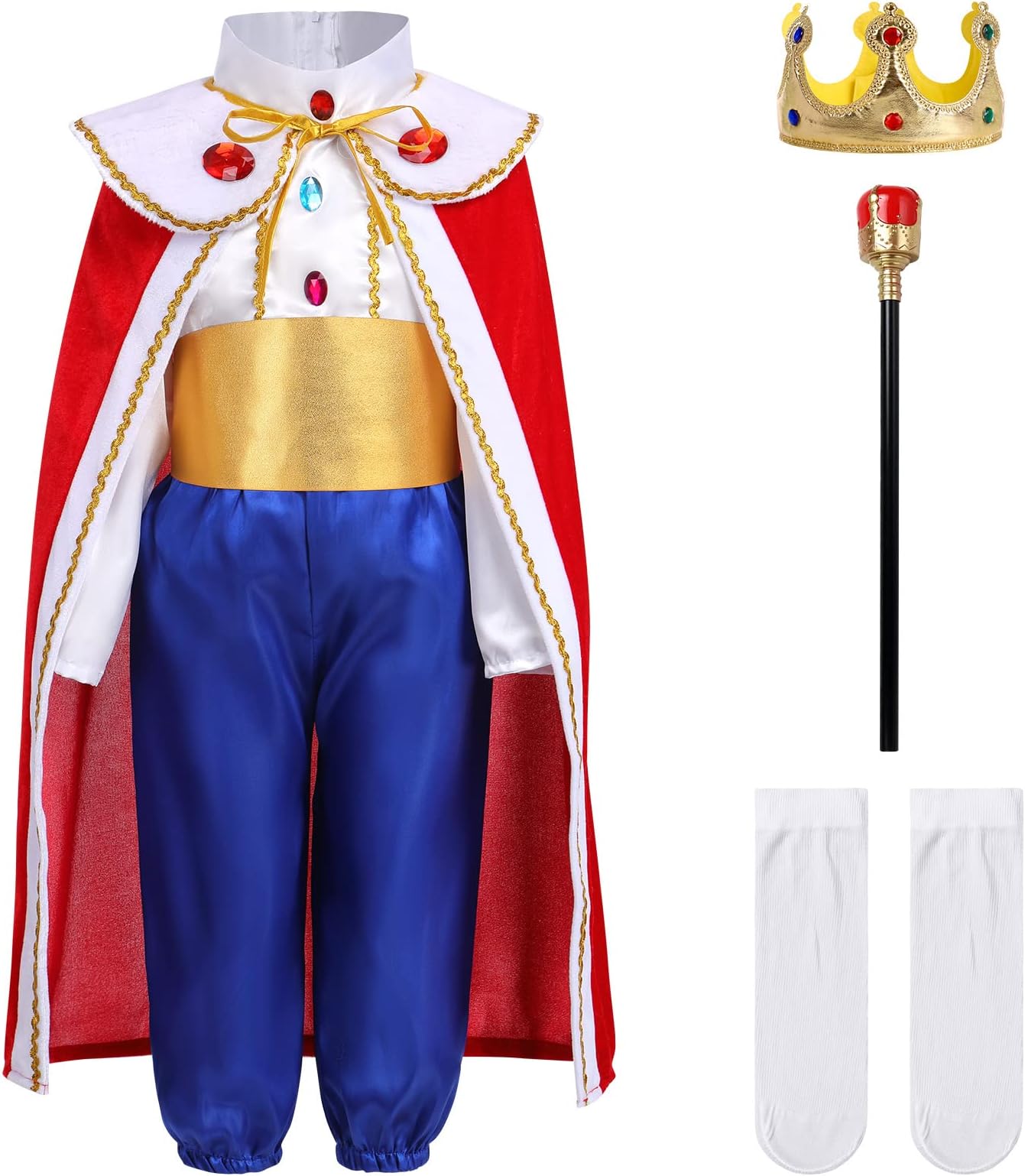 IBTOM CASTLE Boys Prince Charming Costume for Toddler Kid Medieval Royal Prince Jacket Pants Crown Dress Up Party Outfit