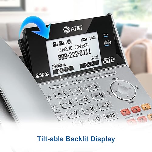 Miniatura 9 de Teléfono AT&T DECT 6.0 con identificador de llamadas y llamada en espera, Plateado/Negro