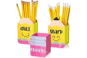 Wooden Pencil Shaped Classroom Pencil Holders (Set of 3) for Teachers and Student Classroom Management