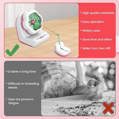 Miniatura 4 de Spinner eléctrico de cuentas, de arcilla para hacer pulseras, kit con 2 agujas, máquina giratoria de cuentas rápidas y sin esfuerzo para hacer