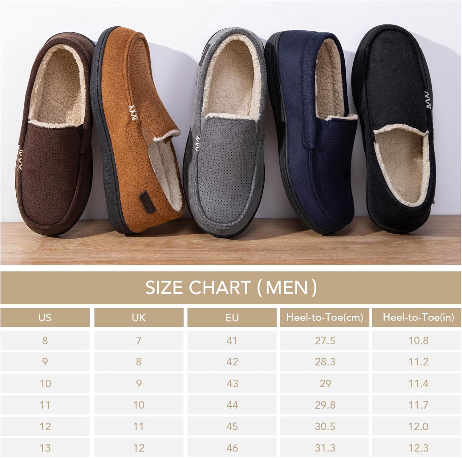 VeraCosy Men's Comfy Suede Memory Foam Moccasin Slippers Warm Sherpa Lining House Shoes with Anti-Skid Rubber Sole 7 71OSykK7lfL. AC SL1500