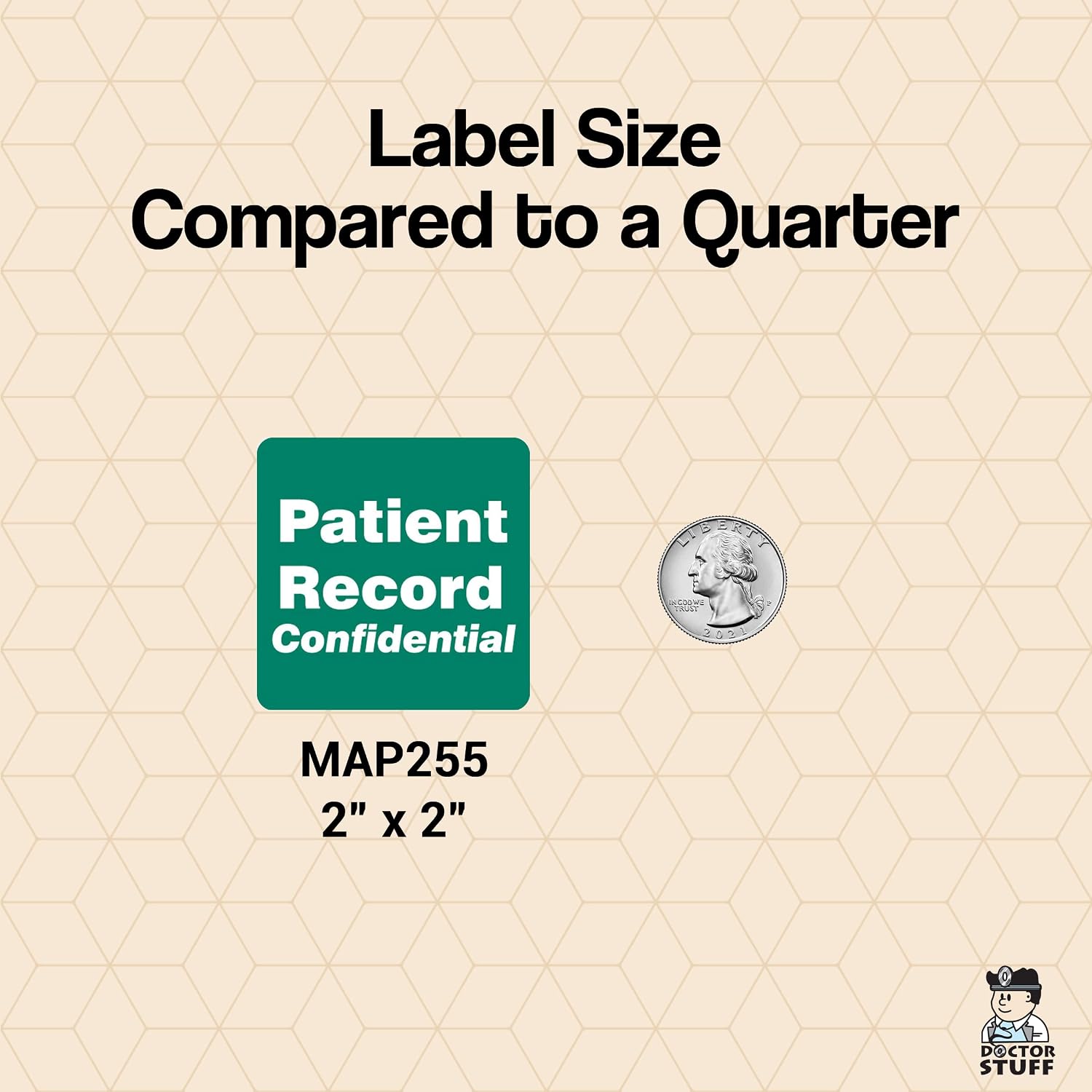 Patient Record Confidential Labels for Sensitive Chart Privacy, 2" x 2", Green with White Text, Permanent Adhesive, 500 Stickers/Box, Doctor Stuff