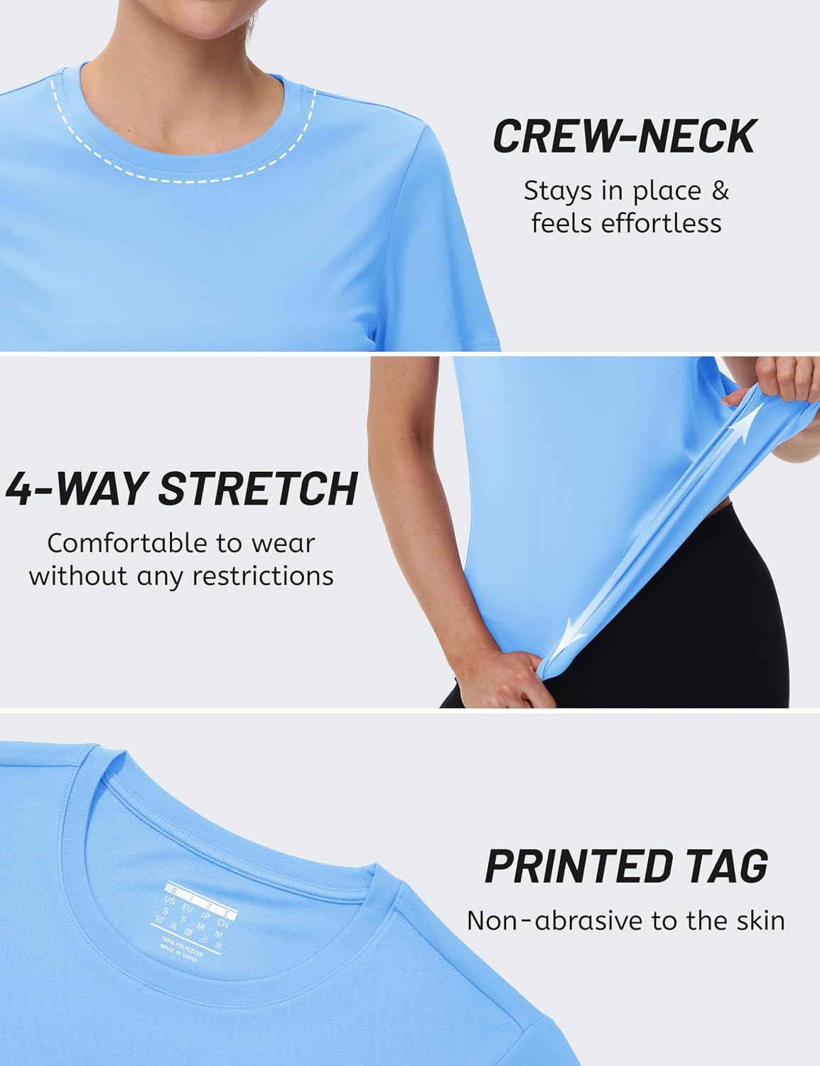TACVASEN Women's Short Sleeve Workout Shirts UPF 50+ Sun Protection Quick Dry Athletic Tops for Running Gym Tee