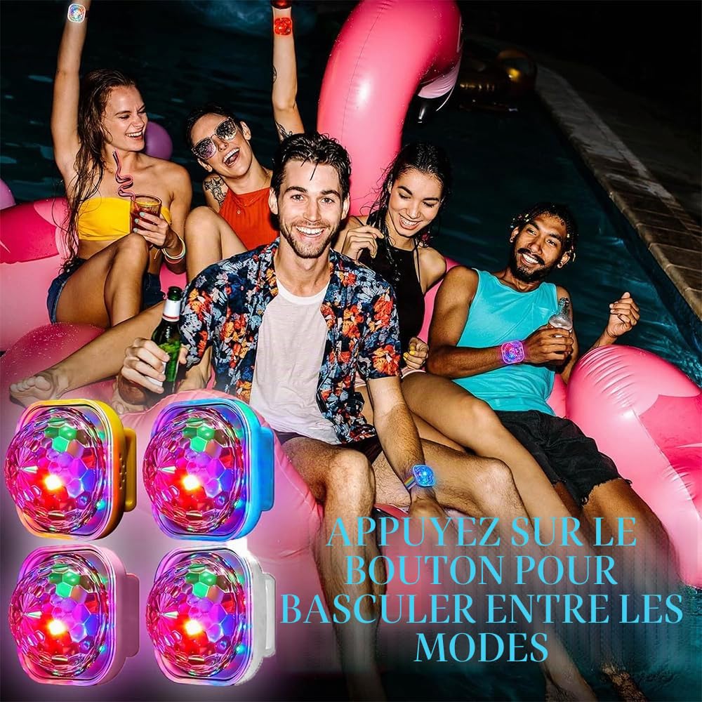 8 Pièces Montres Disco Lumineuses à LED, Bracelet USB Rechargeable Stroboscope Avec Ventouse, Mini Lumière Disco Portable Sensible Au Son, Pour Party Voiture Danse DJ Club