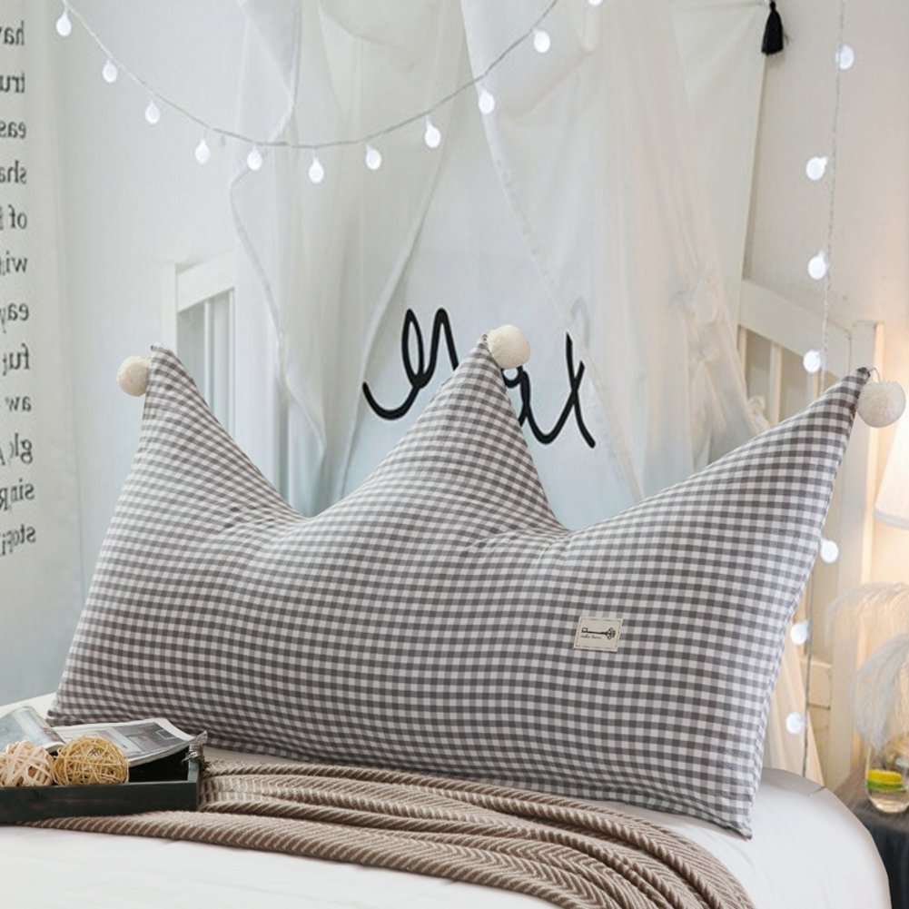 Coussins de lecture couronne gris 180x80cm pour tête de lit enfant