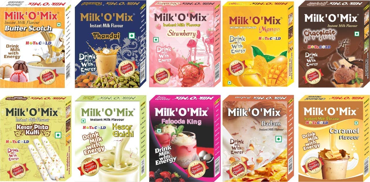 Milkomix 10 Different Instant Milk Flavor Powder – Pack of 10