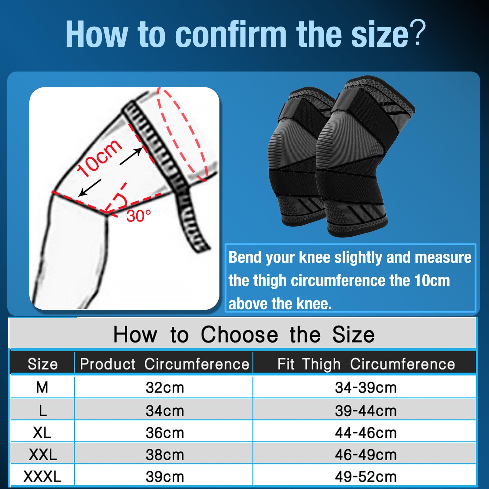 Genouillère Réglable (1 Paire) Genou Bandage Sport de Compression Élastique Mixte, Genouillère de Maintien Respirant et Antidérapant pour Basketball, Course, Gymnase K51 L