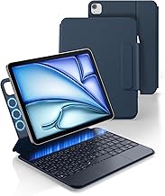 Dexnor Keyboard Case for iPad Air 11" M3/M2 (2025/2024), iPad Air 5a/4th Gen 10.9" (2022/2020), iPad Pro 11 4a/3a/2a/1a, Italian ‎QWERTY with Magnetic Detachable Illuminated Trackpad, Blue