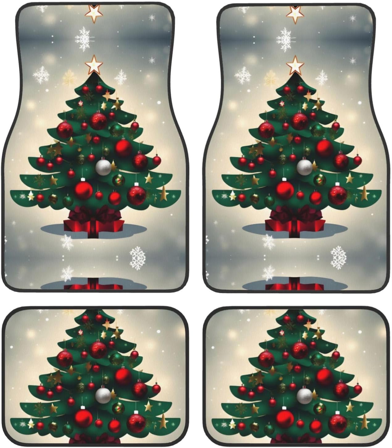 TYUMHChristmas Gift Tree Crystal Velour Car Mat Set of Four, Interior Accessories Suitable for Vans, Saloon Cars and Lorries, etc.