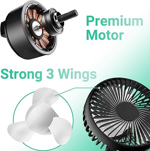 Miniatura 4 de Qidoe Ventilador de automóvil, ajuste de 3 velocidades, ventiladores eléctricos de refrigeración automática para asiento trasero, ventilador