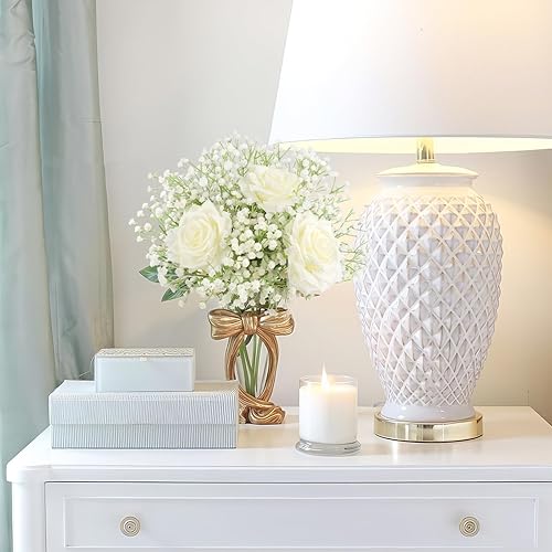 Miniatura 71 de N&T NIETING Babys Breath - Flores artificiales blancas, 10 ramos de gypsophila falsas de tacto real, arreglo de aliento de bebés para bodas