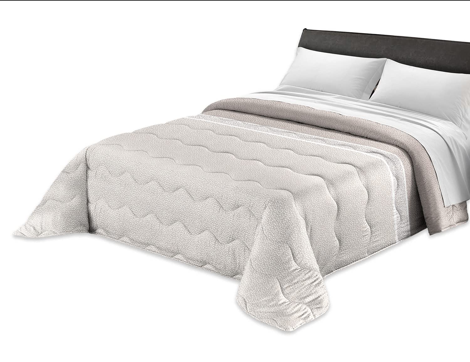 Tata Home Trapunta Invernale Matrimoniale Imbottita 300 gr/mq Piumone Caldo Letto Due Piazze 260x260 cm Fantasia Elegante Maculata Made in Italy MOD. Borbon Colore Beige Panna