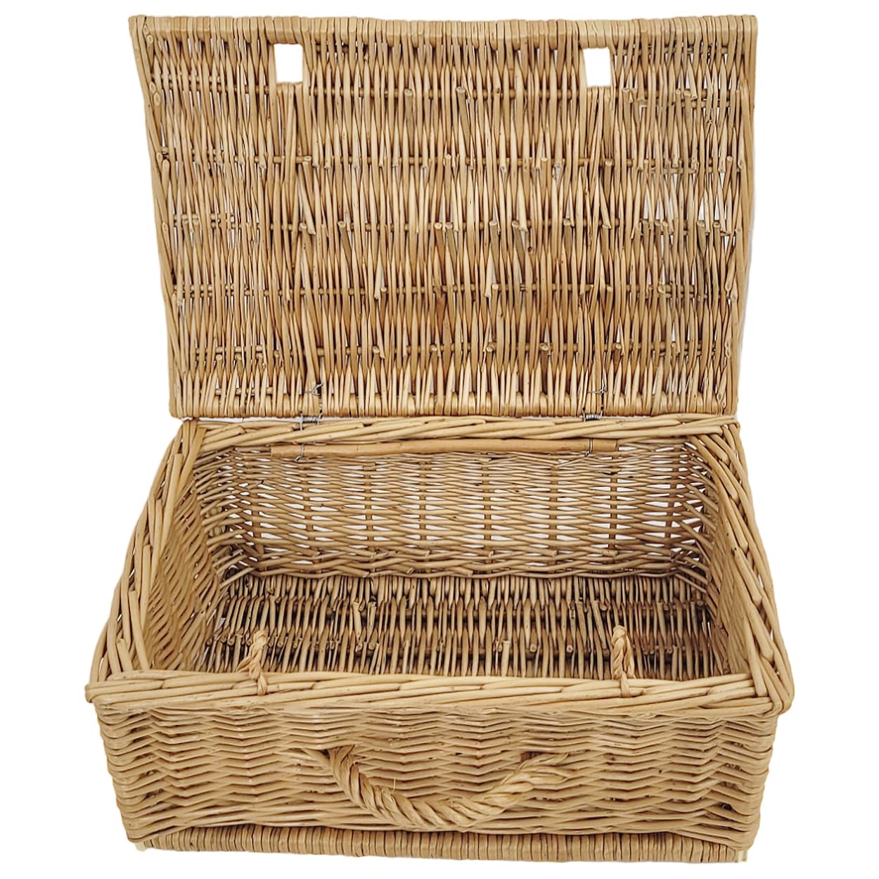 Set di 2 valigie in vimini stile retrò da 50 cm e 40 cm, cesto portaoggetti intrecciato, cestino da picnic per viaggi, campeggio, valigia