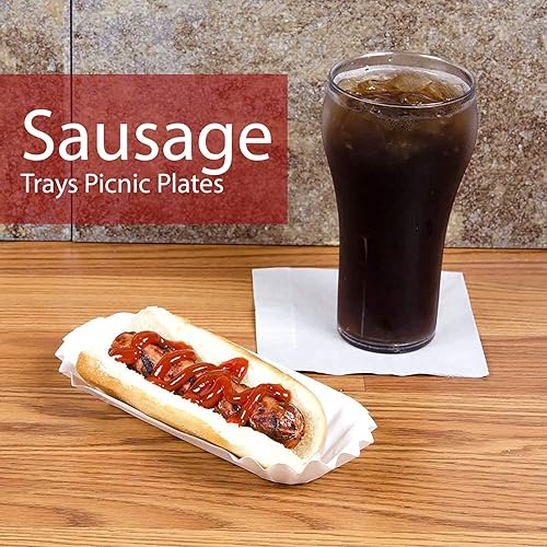 Miniatura 4 de Angel's Peel Lounge Bandeja de papel para perros calientes, paquete de 250 bandejas desechables para servir ideales para festivales, bandejas para