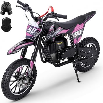 HOVER HEART Gas Dirt Bike,Kids Dirt Bike, 39cc 4-Stroke Gas Powered Kids Motorcycle with Mountain Tire, Suspensions Mini Bike, NO Oil Mix Required Pink