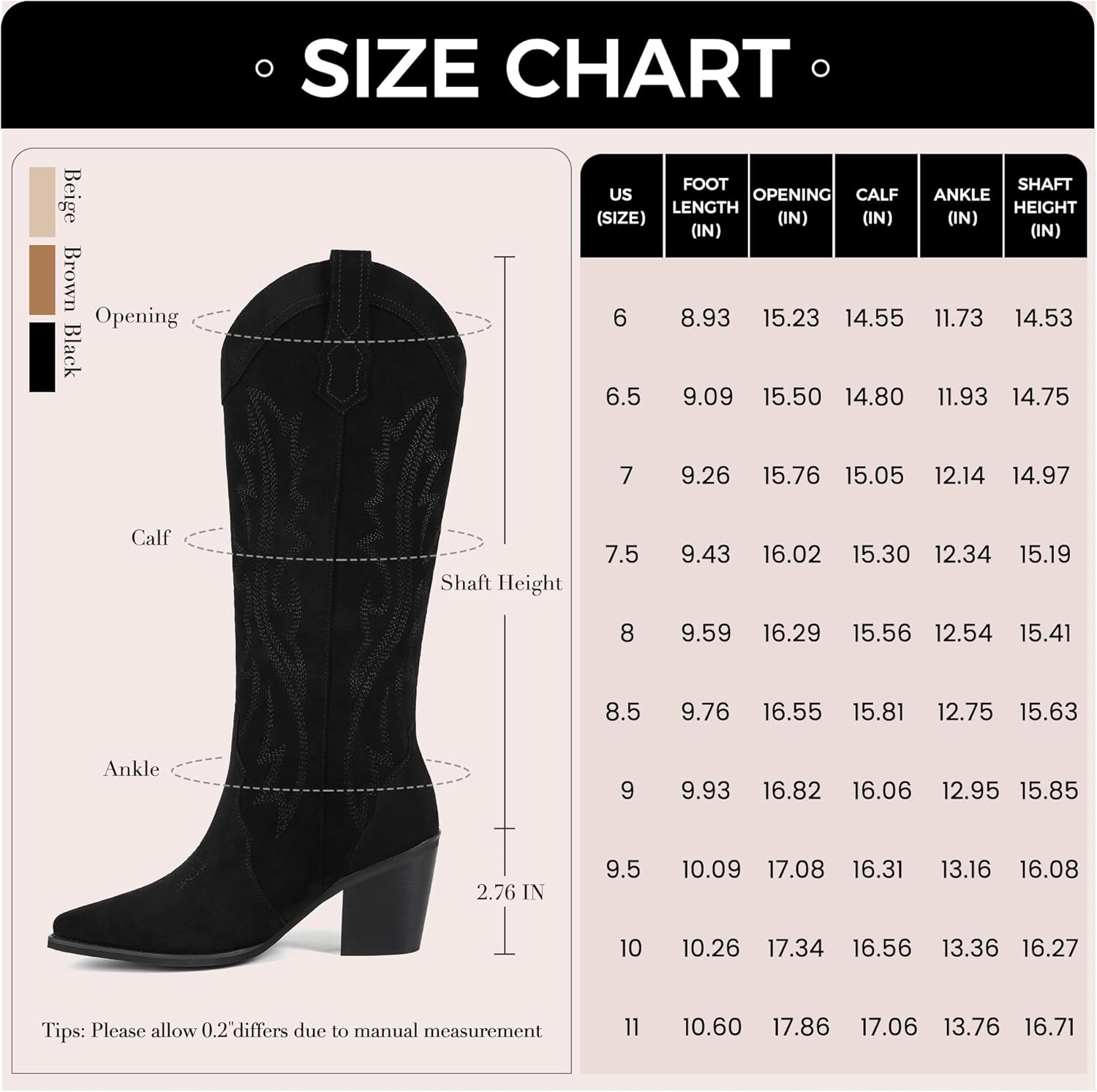 Suede Cowgirl Boots Women Knee High Boots Retro Pointed Toe Tall Block Heel Pull On Western Cowboy Boots with Embroidered
