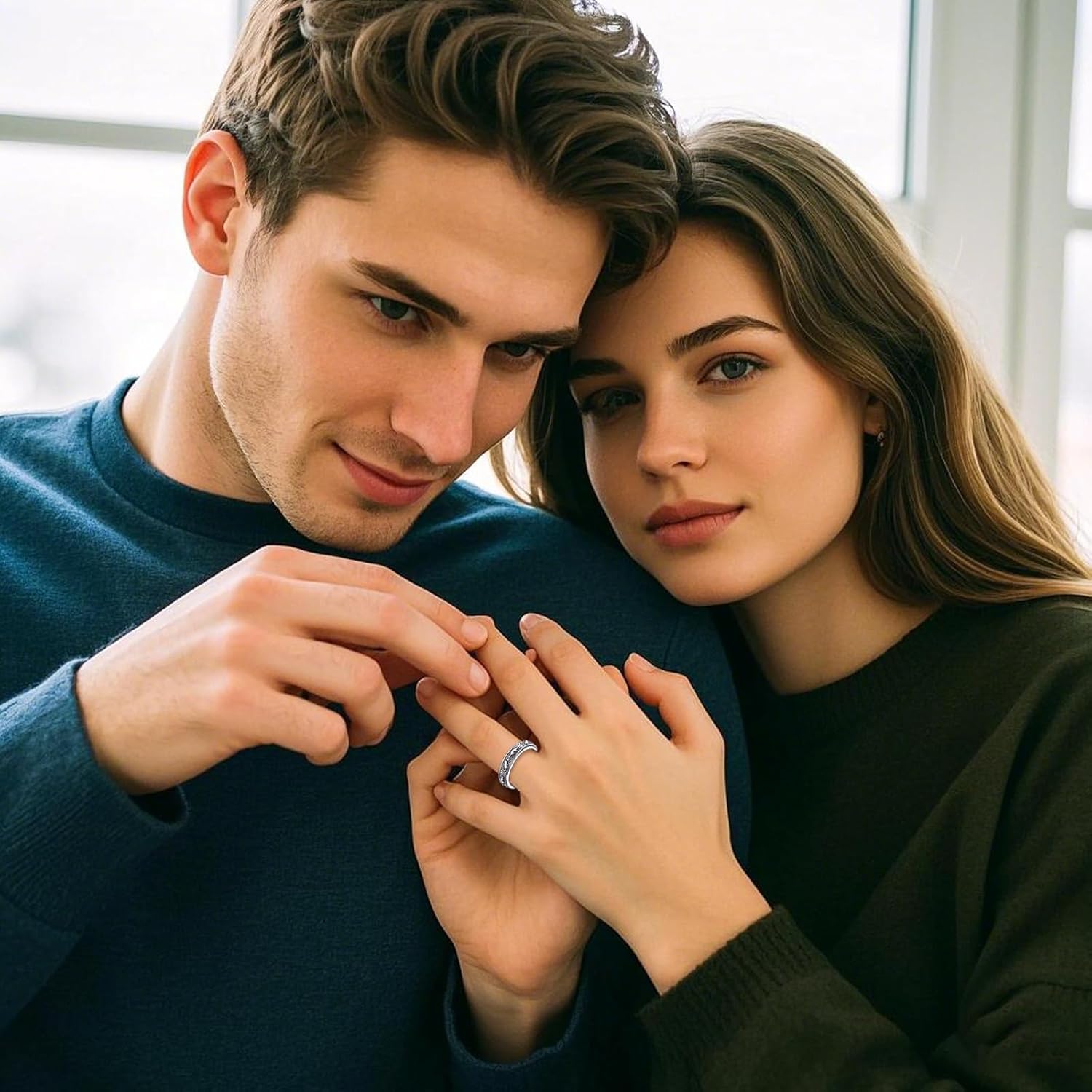 URONE Cat Fidget Ring 925 Sterling Silver Cat Spinner Ring for Women Anxiety Rings Cat Spinning Ring Fidget Jewelry Gifts for Women