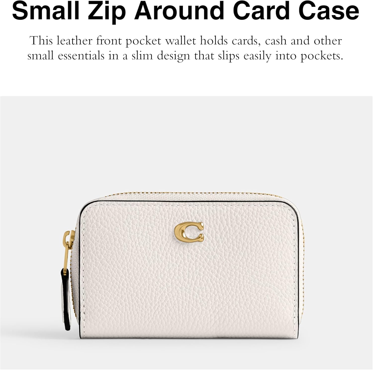Coach Essential Small Zip Around Card Case Chalk SM