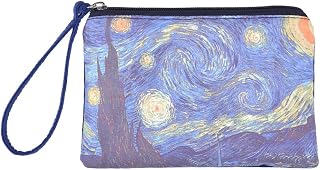 Rantanto Small Cute Cash Coin Purse, Canvas Change Purse, Kawaii Coin Pouch With Handle Christmas Gift For Women Teenager Girls (BG0022 Vincent Van Gogh Starry Night)