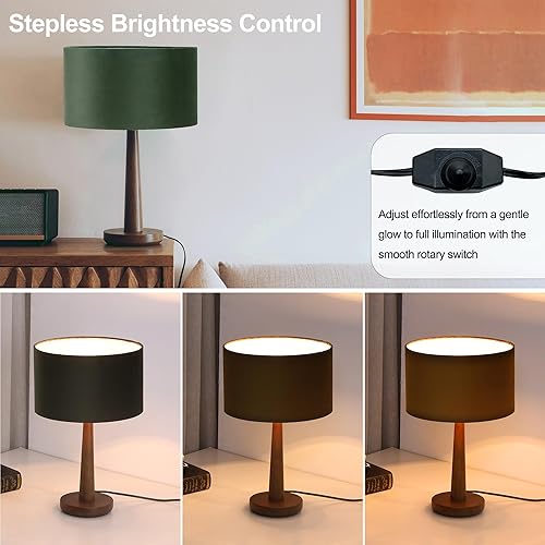 Miniatura 5 de Lámpara de mesa de 18.5 pulgadas para sala de estar, lámparas de escritorio de madera de nogal modernas regulables para dormitorio, lámpara de