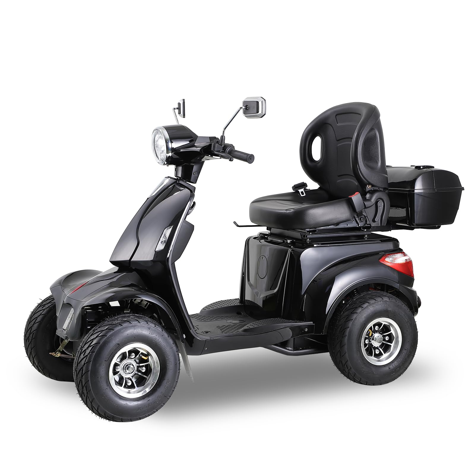 All-Terrain 4-Wheel Mobility Scooter Heavy Duty Electric Scooter Golf Powered Scooter for Adults & Seniors, 1000W Motor, Long Range 31 Miles, 3-Speed Mode, with Rear Box & Golf Bracket (Black)