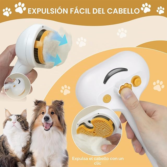 Foto 5 de 7 de Cepillo a vapor 3 en 1 autolimpiante para gatos y perros