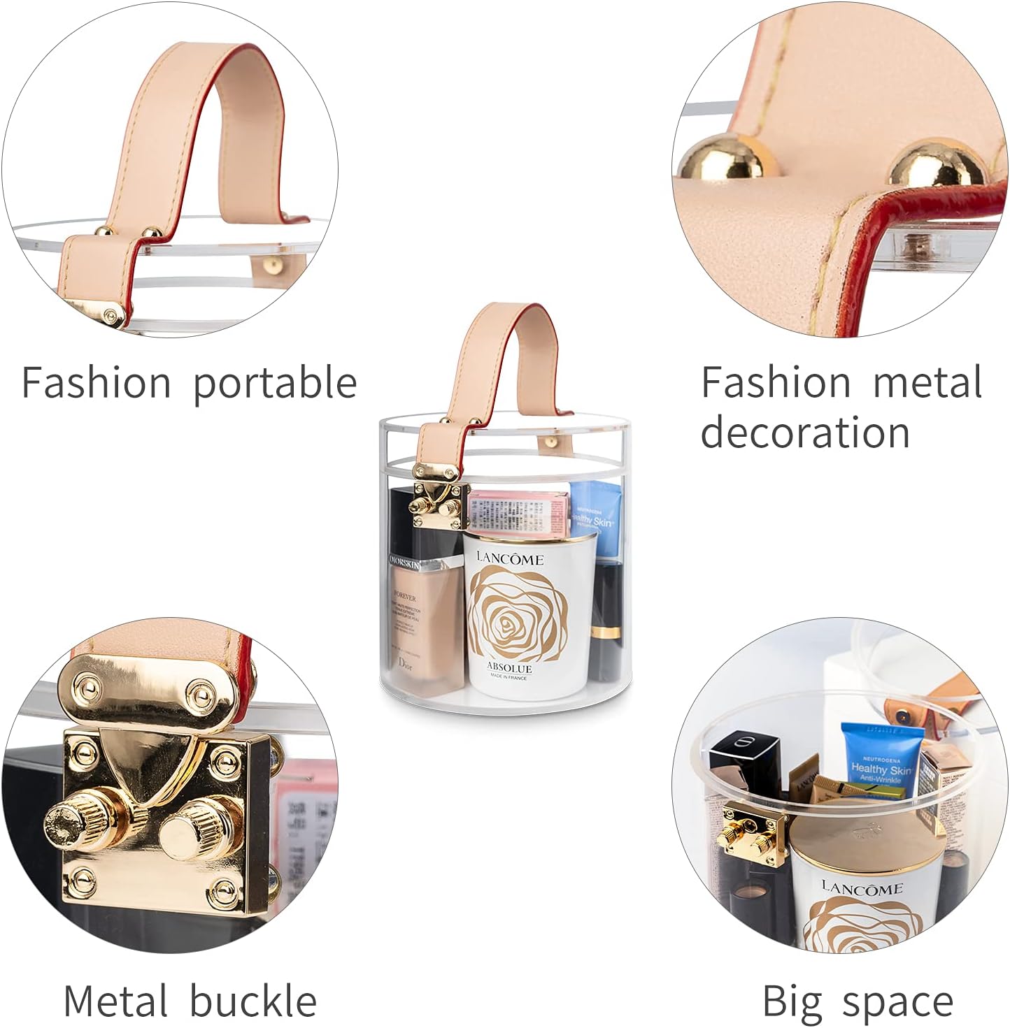 Pick Cute Makeup organizer, Cosmetic Jewelry Display Case, Spacious transparent acrylic box with metal buckle for Bathroom: Home Improvement