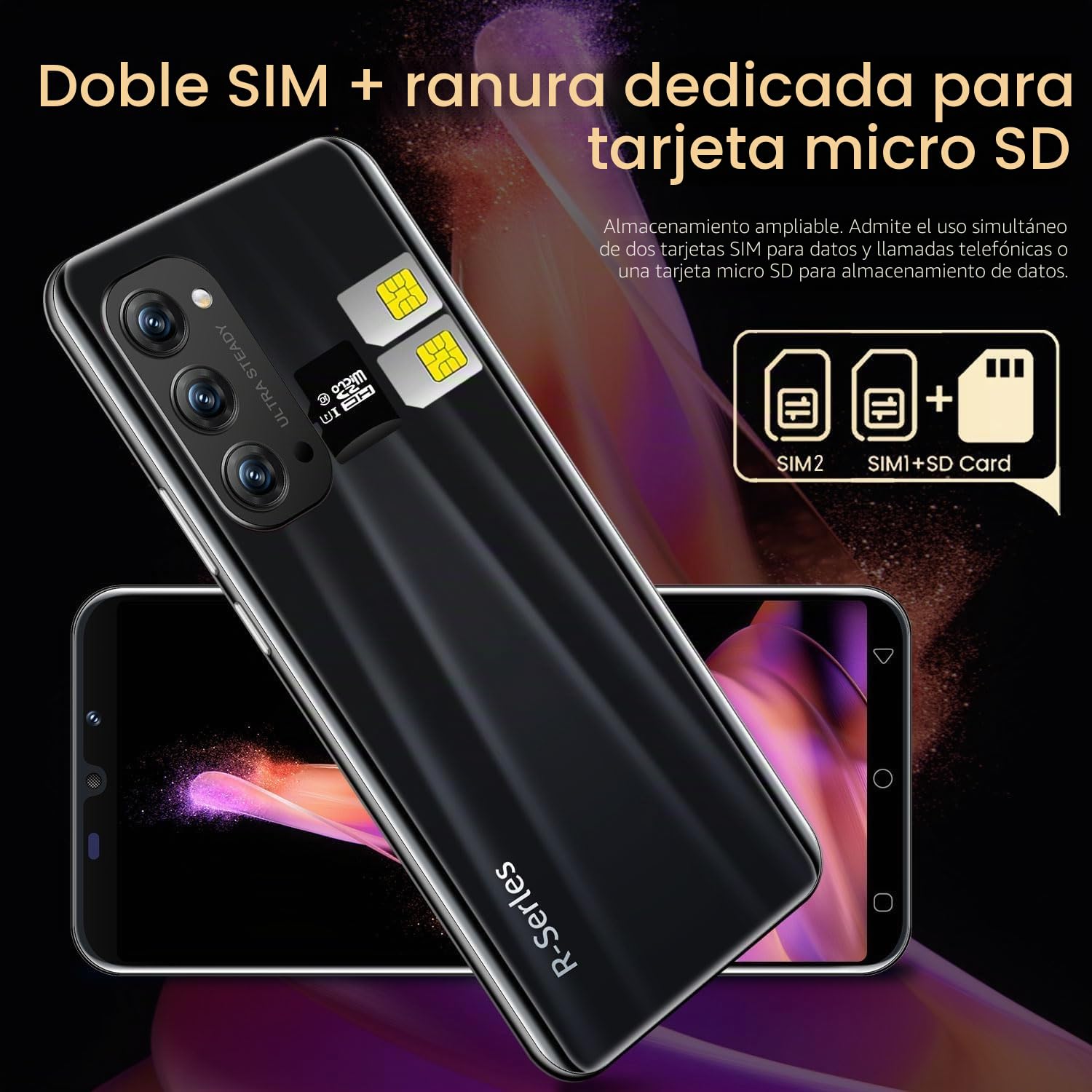 5.0 Pulgadas Teléfono Inteligente Barato, 16GB ROM (Expansible hasta 128GB), Android 9.0, Teléfono Dual SIM 3G, Compatible con Reconocimiento Facial (Blue)