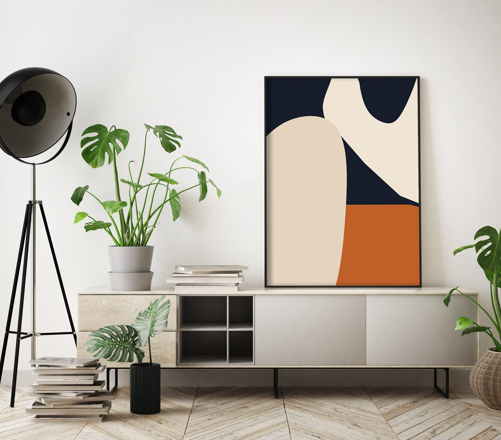 BISLE Bohemian Mid Century Canvas Schilderij Abstracte Geometrische Posters Prints Moderne Wall Art Foto's Slaapkamer Woonkamer Woondecoratie 40x60cmx3 Uningelijst
