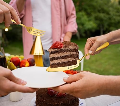 Miniatura 4 de Juego de corte de pasteles para boda y tenedores, juego de cuchillo y servidor para pastel de boda, juego de corte de pastel de boda, regalos de